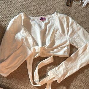 Edikted Cream Long Sleeve Tie-Front Top